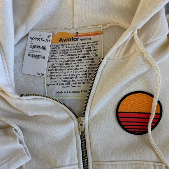 NWT Aviator Nation Sunset Patch Crop Zip Hoodie - Picture 3 of 4